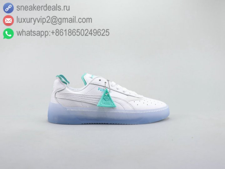 Puma Cali-o Unisex Low Sneakers White Leather Lake Blue Size 36-44